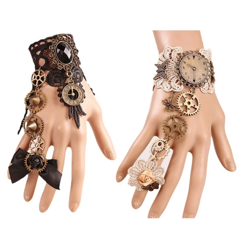 Ornamen Tangan Gelang Cincin Perhiasan Jari Abad Pertengahan Pelindung Pergelangan Tangan untuk Wanita Aksesori Cosplay R7RF