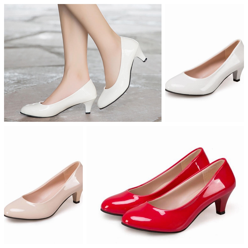 Damskie buty na niskim obcasie z ostrym noskiem i płytkim wycięciem, sezonowe, modne buty na grubym obcasie, eleganckie buty do pracy dla kobiet.