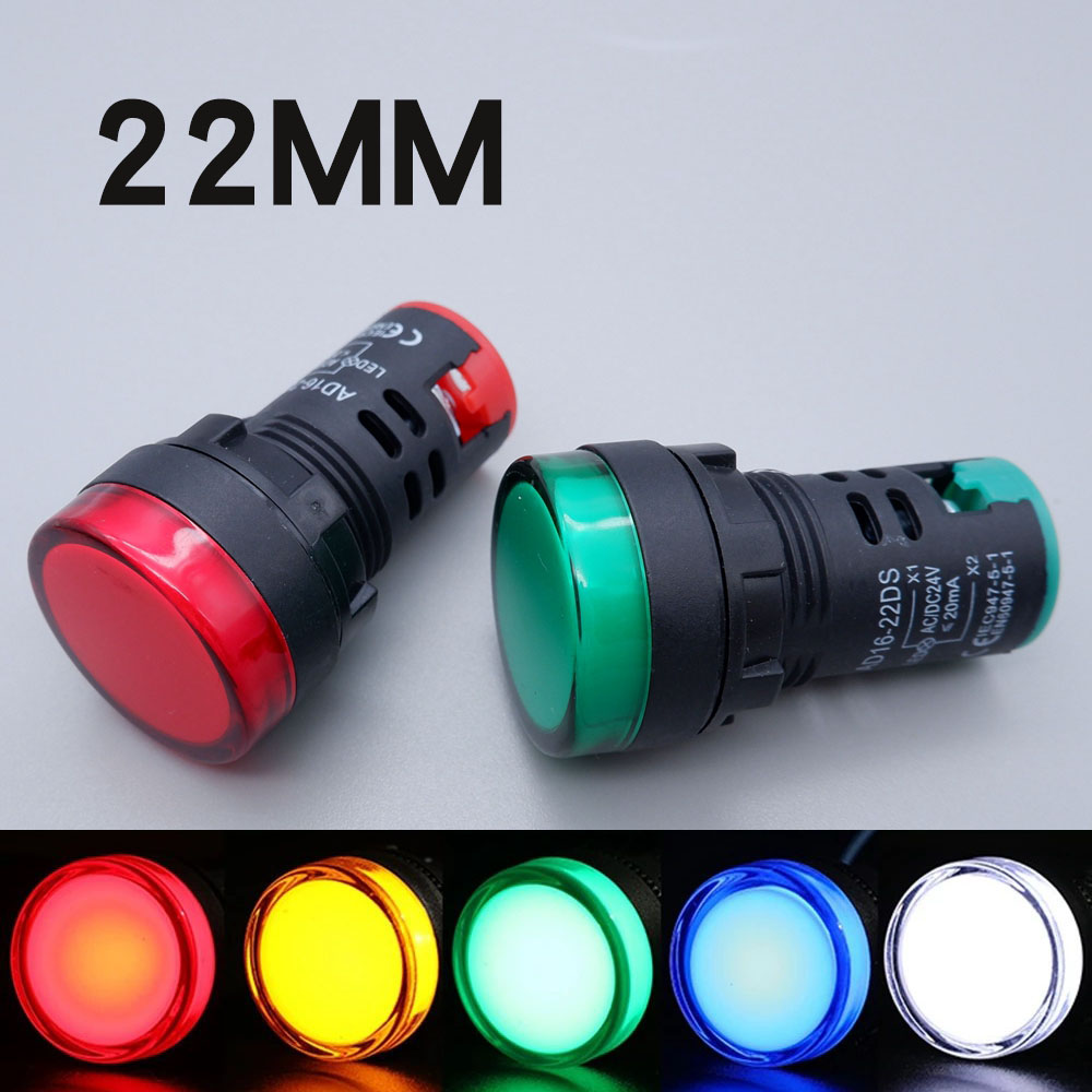 1 個 22 ミリメートルパネルマウントプラスチックパイロット信号光ランプ LED 電源インジケータ 12V 24V 220V AD16-22DS 青緑赤白黄