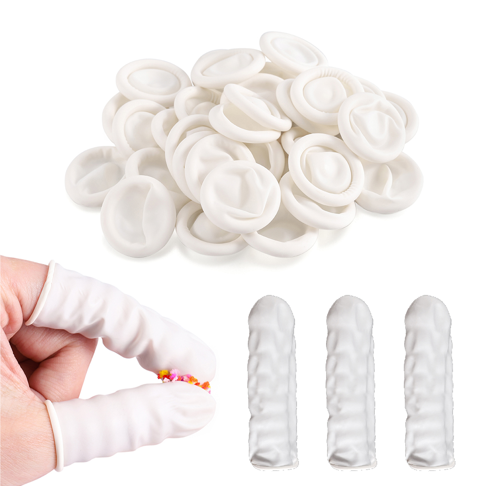 50/100Pcs ป้องกันปลายนิ้วถุงมือยางธรรมชาติทิ้ง Latex Finger Cots สําหรับ DIY อีพ็อกซี่เรซินแม่พิมพ์ทําเครื่องมือ