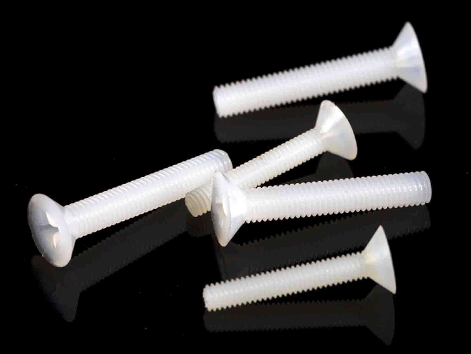 US Stock 50st M3 M4 M5 M6 Nylon schroeven verzonken kop platte kop schroeven Wit