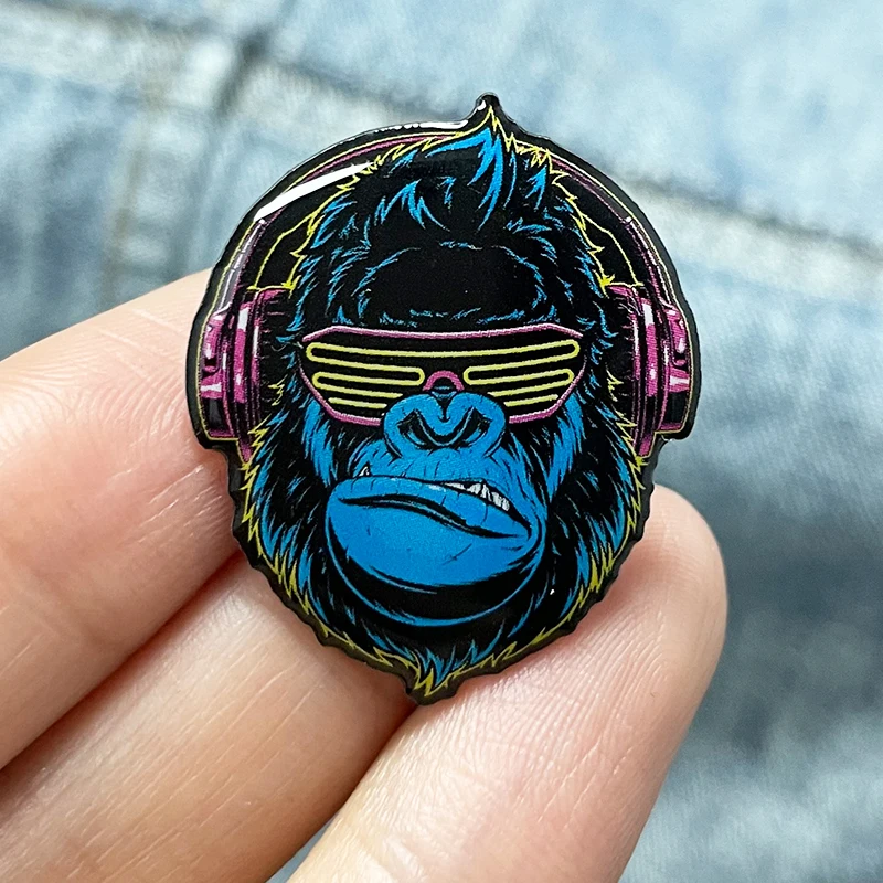 Bros Logo wajah gorila Pin kerah lencana hadiah perhiasan modis bros wajah gorila