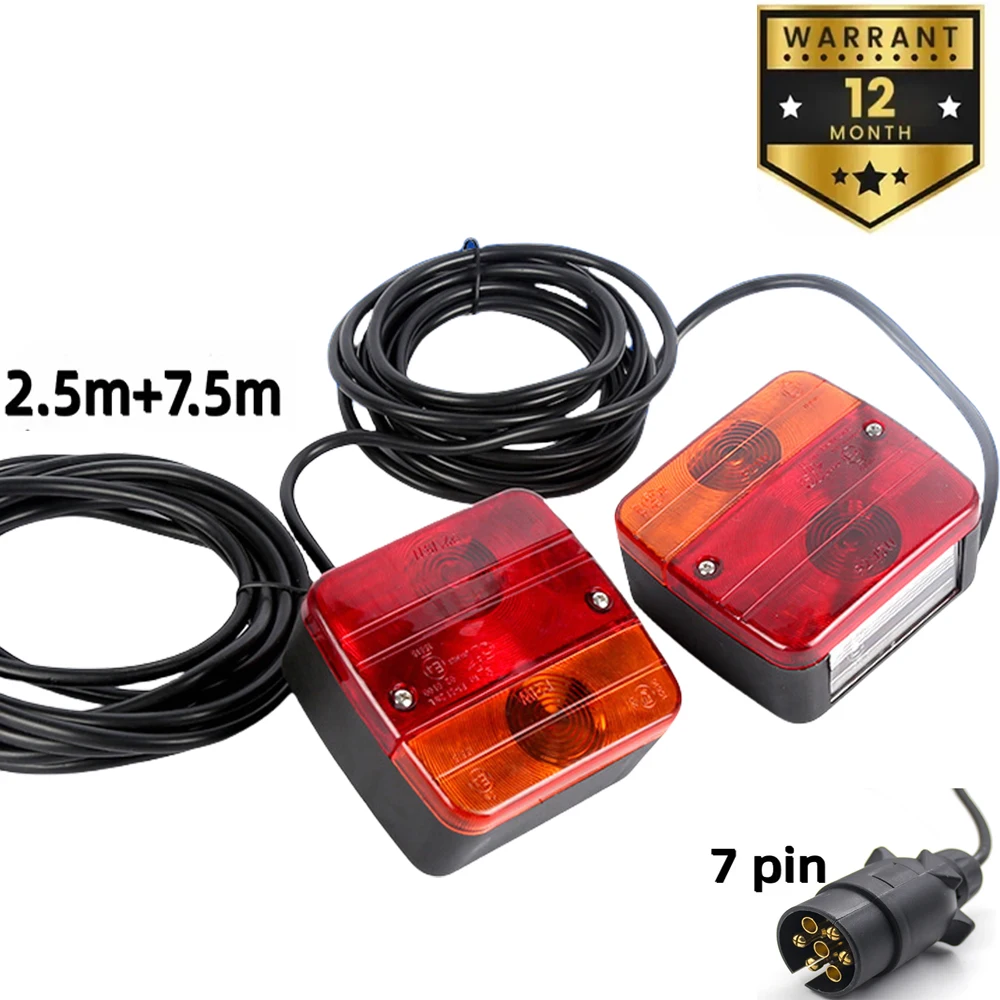 1 Set 12V Rear Towing Trailer Lightboard Tail Light 10m Cable 7 Pin Brake Stop License Number Plate Reflector Waterproof
