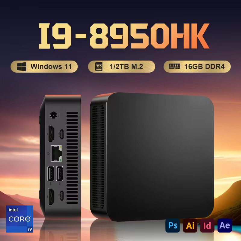 Mini Computer Intel Core i9 8950HK 16GB DDR4 1/2TB SSD PC Windows 11 UHD Graphics Mini PC 4K HD Mini PC da gioco Desktop