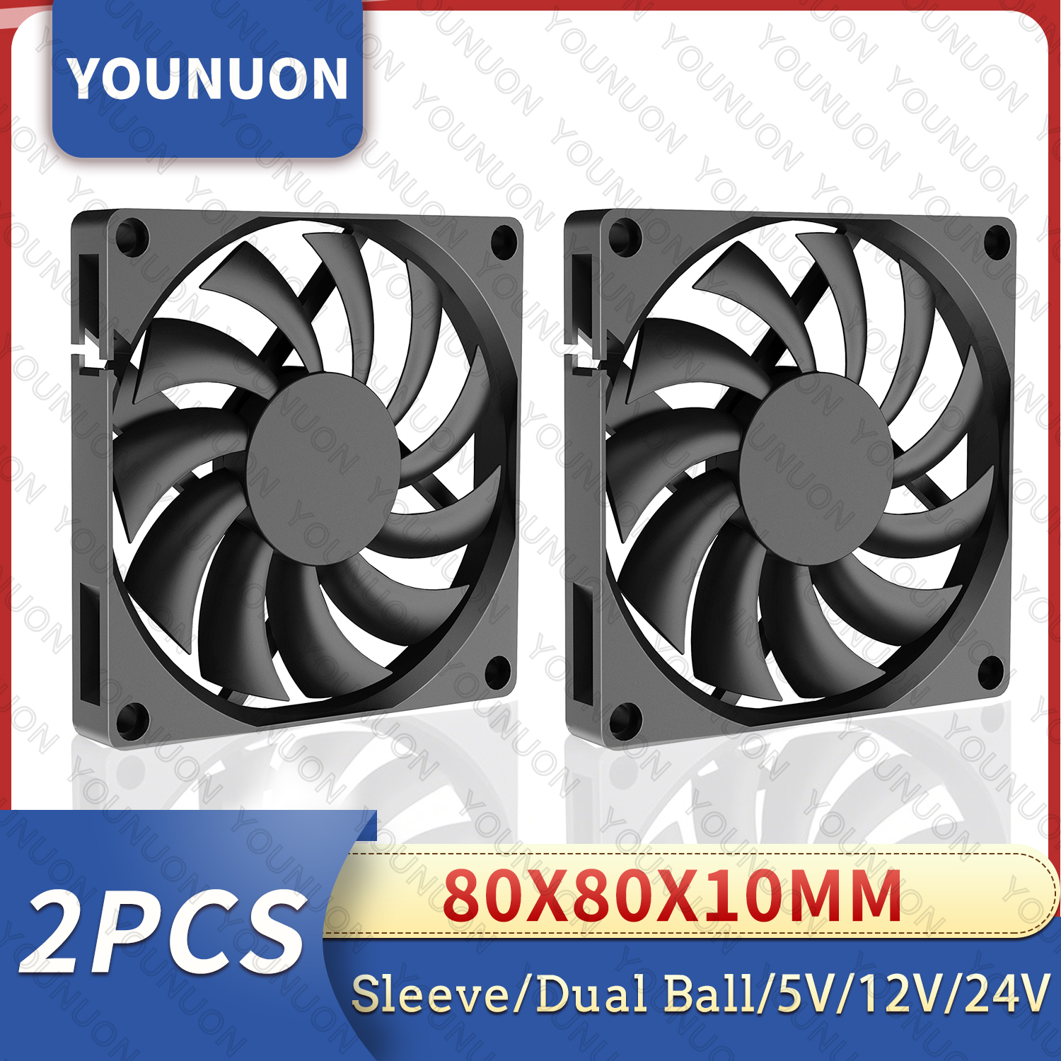 2PCS YOUNUON 80MM 5V USB 80x80x10mm 8cm 5V 12V 24V 8010 2PIN 3PIN Bürstenlosen DC Kühlung Kühler PC CPU Computer Fall Lüfter Kühler