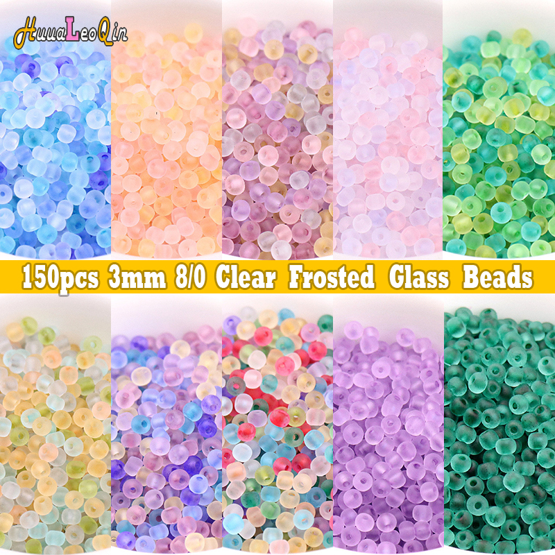 150 Uds. Cuentas de vidrio esmerilado transparente de 3mm 8/0 cuentas de semillas espaciadas sueltas para costura fabricación de joyería DIY dijes pulsera hecha a mano