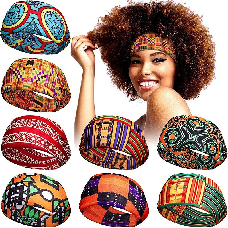 Bohemian style printed stretch yoga  exercise headband Running cycling outdoor sports sweatband