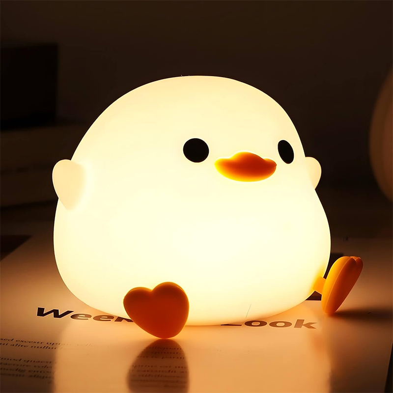 Luz nocturna DoDo Duck, lámpara de pato linda, luz nocturna regulable recargable, lámpara de noche LED de silicona para guardería sensible al tacto