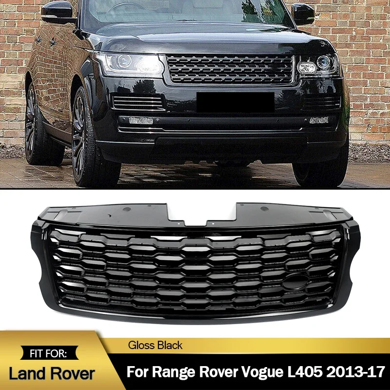 MAGICKIT VOOR RANGE ROVER L405 VOGUE 2013-2017 Glanzend Zwart FACELIFT LOOK Voorbumper Grille Auto Accessoires Hoge kwaliteit ABS