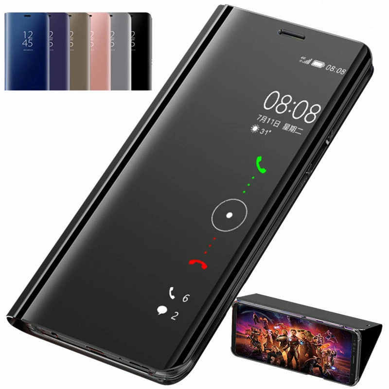Étui à rabat miroir pour Samsung Galaxy S25 S24 Ultra S23 FE S22 S20 S21 Plus, coque arrière pour Galaxy S10 Plus S10e 5G
