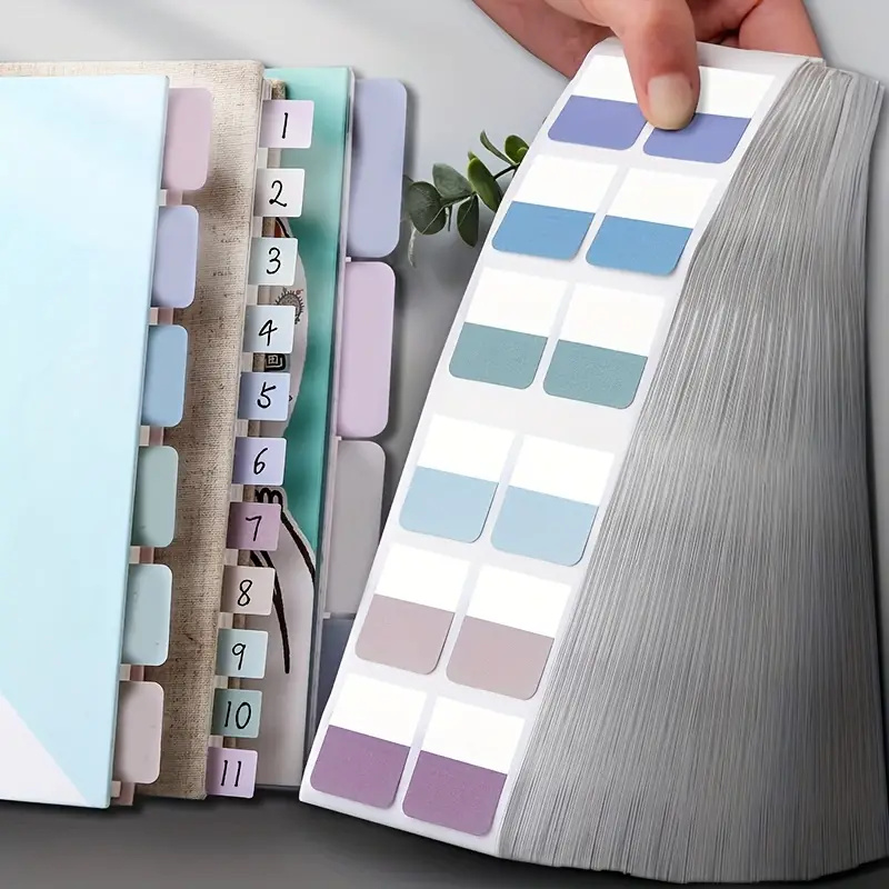 Pegatinas de índice de colores Morandi, notas de índice de colores claros, notas adhesivas de carpeta grabables transparentes