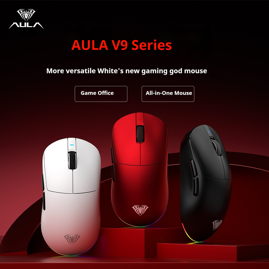 Aula V9 Ultra Беспроводная игровая мышь для киберспорта, двойная 8k, 3 режима PAW 3950, 8k, 55 г, легкая эргономичная мышь, аксессуар для ПК на заказ