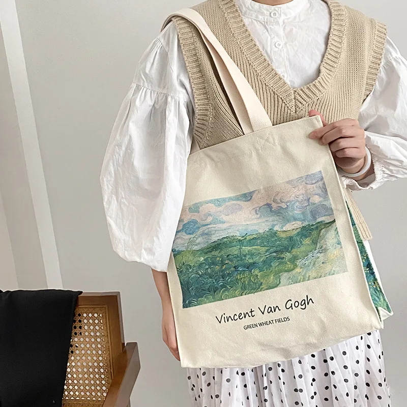 Bolsos de hombro Van Gogh Morris para mujer, bolso de compras Vintage con asa y cremallera, bolso de mano de lona informal, Bolsa femenina