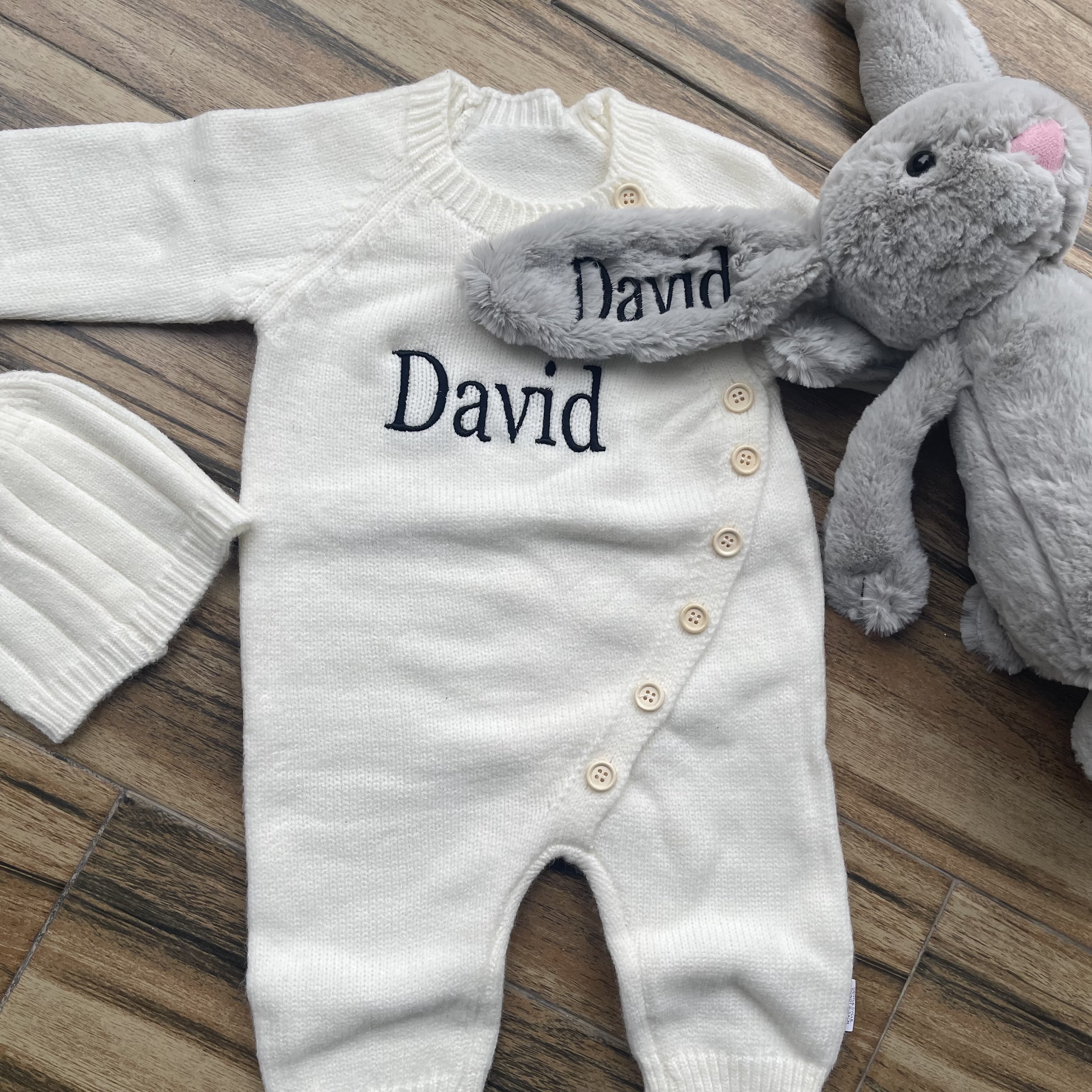 Personalized Customization Of Shy Bunny Cute Plush Toys, Pink Exquisite Rabbit Embroidery Name, Holiday Gift Doll