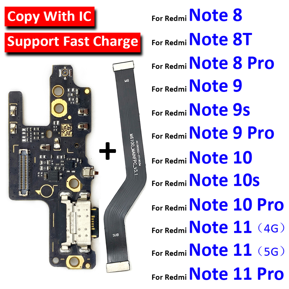 Для Xiaomi Redmi Note 7 8 8T 9 9S 10 10S 11 12 Pro Plus 4G 5G Разъем для док-станции USB-зарядное устройство Порт зарядки материнской платы Основный гибкий кабель