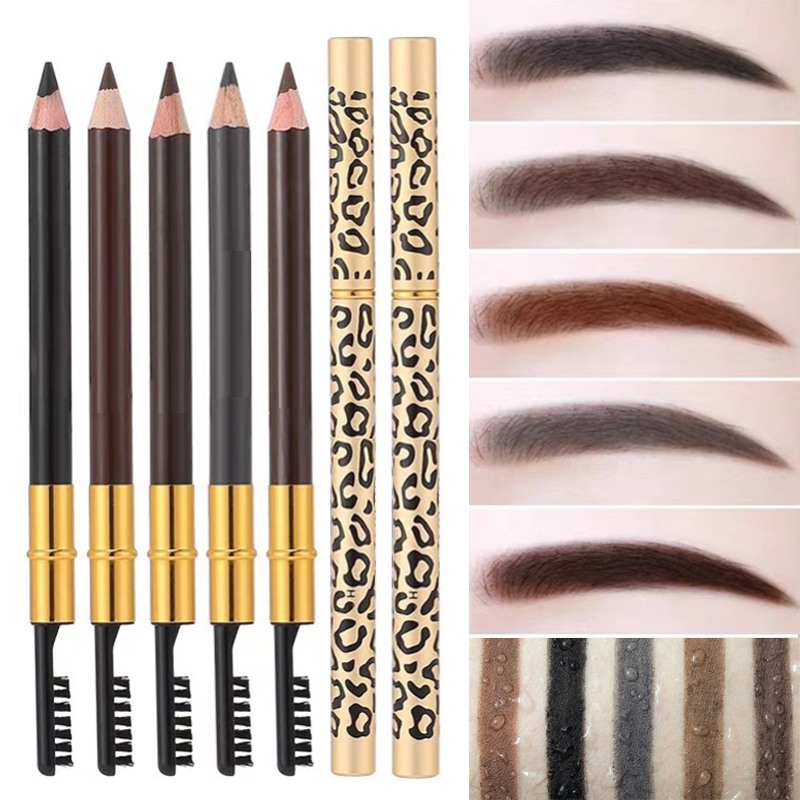 Lápiz de cejas de doble cabeza, 5 colores, resistente al agua, a prueba de sudor, No florece, cejas naturales salvajes, herramientas de belleza moldeadoras de larga duración para mujeres