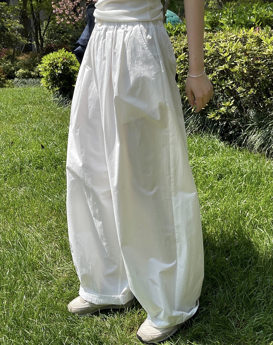 Pantaloni bianchi in cotone a gamba larga da donna pantaloni lunghi molto larghi a vita alta pantaloni corti da donna di moda pantaloni lunghi femminili