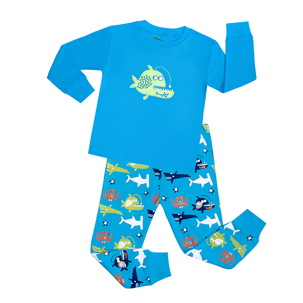 Conjuntos de pijamas de viñetas de animales para niños, ropa de dormir para niños, pijamas 100 de algodón para primavera y otoño, ropa de casa, ropa de noche