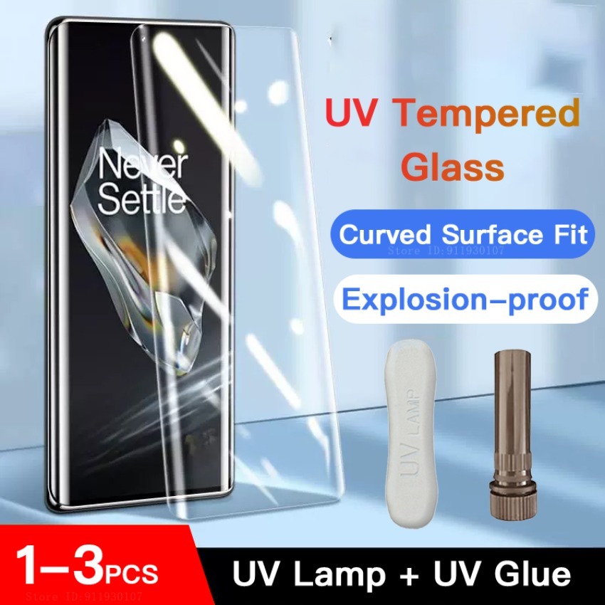 4-2PCS UV Tempered Glass For OnePlus 12 11 R 10 9 8 7 7T Ace2 Pro Full Cover Glue Curing Film For OnePlus 12 Screen Protector