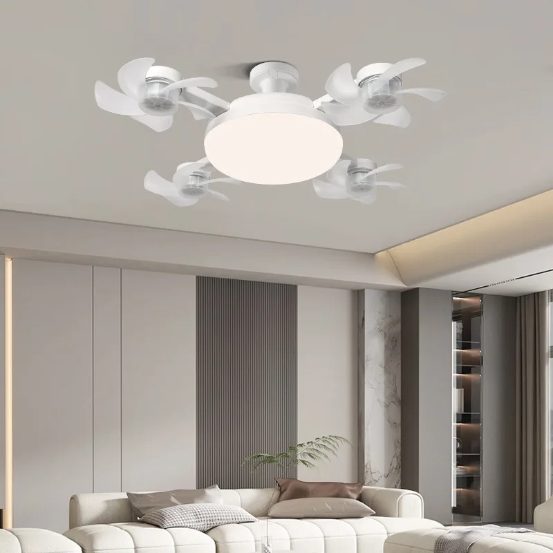 Ventilateur de plafond intelligent avec éclairage, puissance de ventilation élevée, silencieux, facile à nettoyer, douille E27, idéal pour cuisine et restaurant