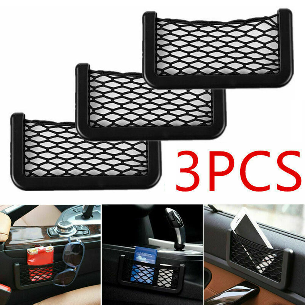 3 ชิ้น Universal Car Organizer ถุงเก็บตาข่ายสุทธิกระเป๋าผู้ถือโทรศัพท์สุทธิที่นั่งอัตโนมัติด้านข้างภายในด้านหลัง Sundries กระเป๋าผู้ถือ