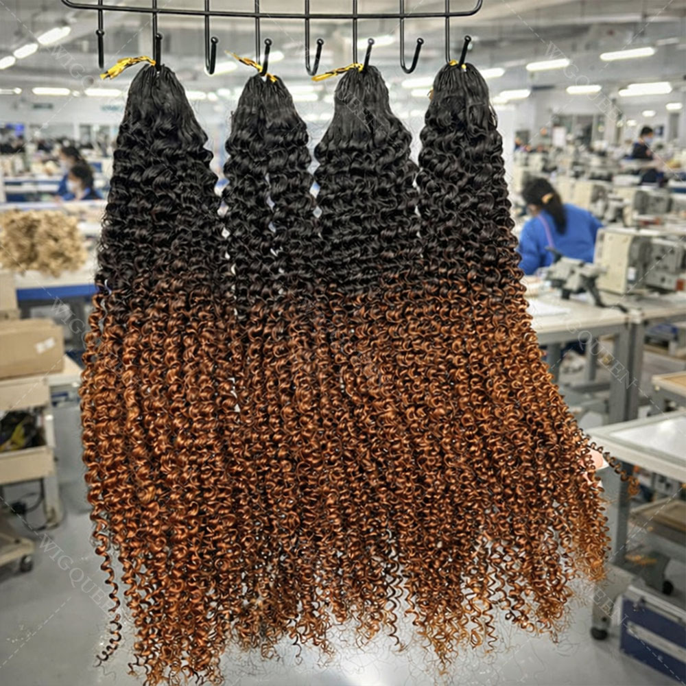 Cabello humano rizado tipo crochet 12A marrón con negro para trenzas bohemias, reflejos dorados, pequeñas espirales, cabello rizado para crochet.