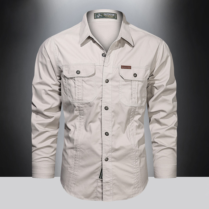 Nova camisa de carga 100% algodão para homens manga longa 2 bolsos camisas ao ar livre casual colthing alta qualidade militar overshirt blusas