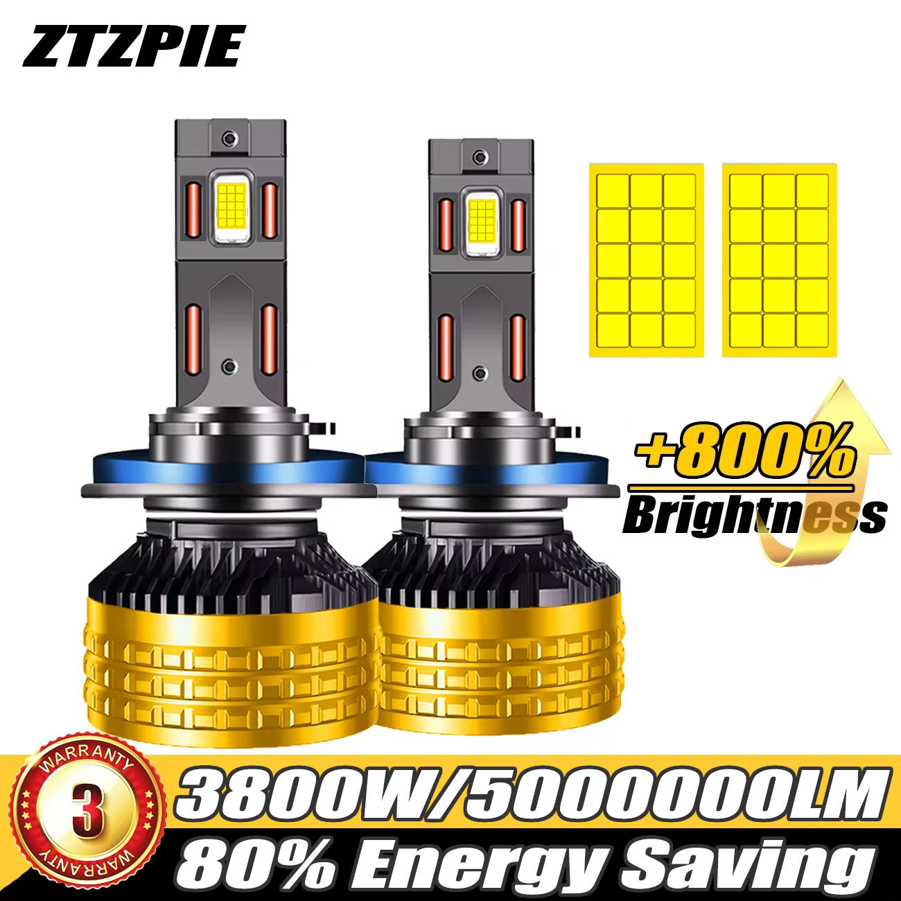 ZTZPIE 6500K H7 H4 Светодиодные фонари высокой лампы CSP 9084 для автомобиля H11 9005 HB3 9006 HB4 H1 Светодиодные фары Canbus Противотуманные фары 3800 Вт 5000000LM