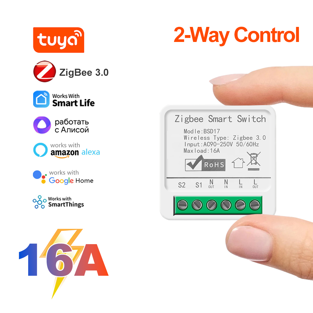 Tuya สมาร์ท ZigBee3.0 โมดูลสวิทช์ไฟ 16A MiNi DIY Breaker รองรับ 2 ทิศทาง App รีโมทคอนโทรลสําหรับ Alexa Google Home