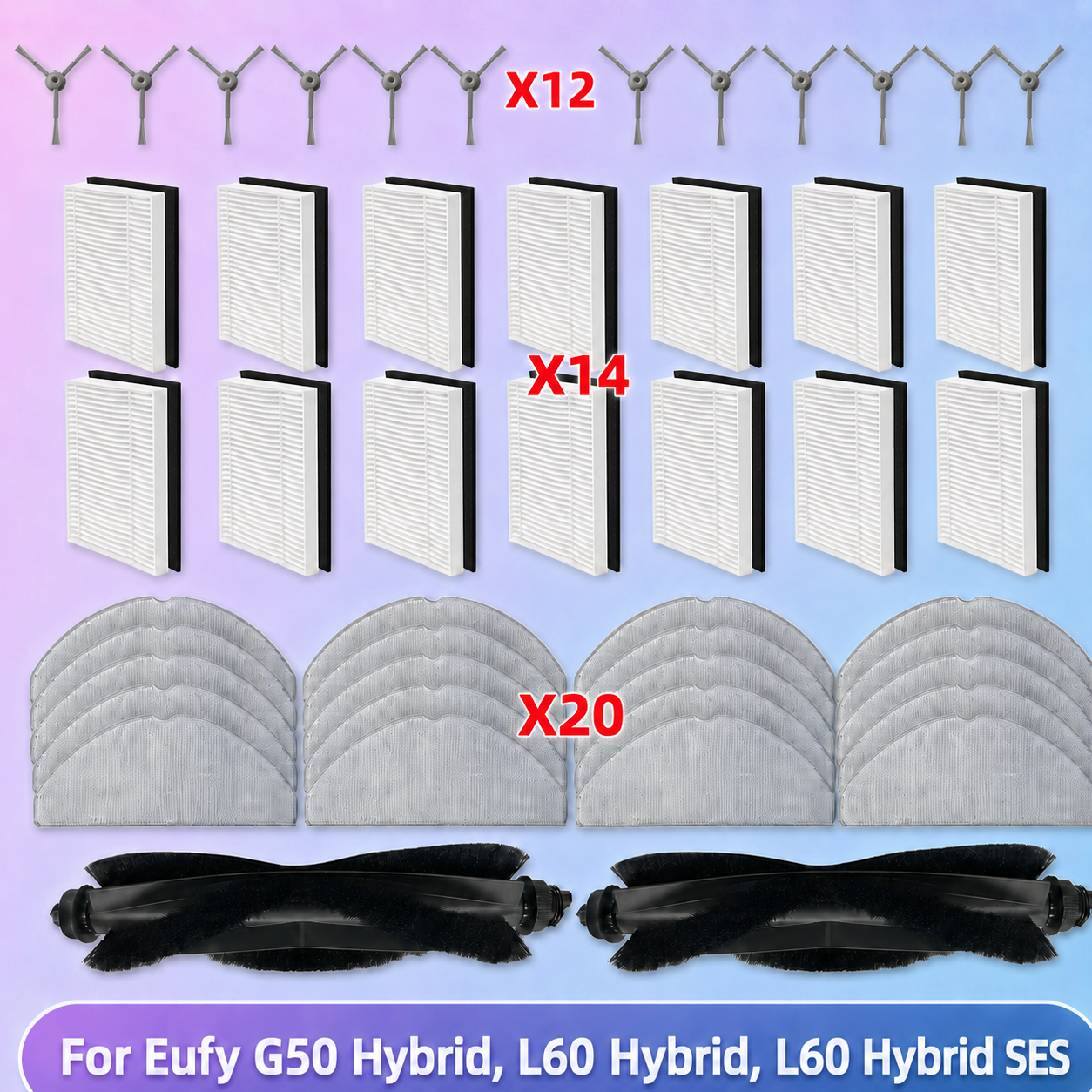 Подходит для Eufy G50 Hybrid, L60 Hybrid / L60 Hybrid SES Запасные части для пылесоса Валик Боковая щетка Hepa фильтр Ткань для швабры Мешок для пыли Аксессуары