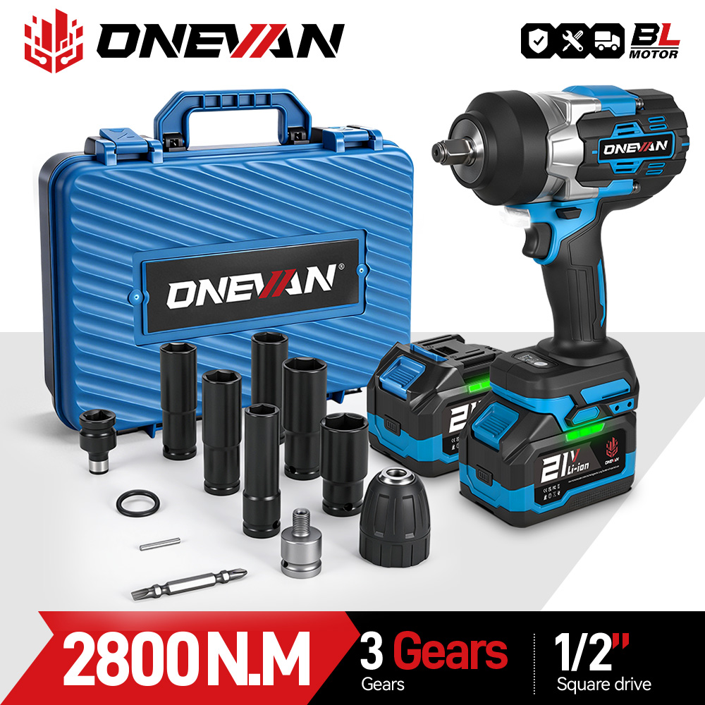 ONEVAN 2800N.M бесщеточный электрический ударный гайковерт 1/2 дюйма аккумуляторная отвертка ключ электроинструменты для Makita 18 В аккумуляторный штифт