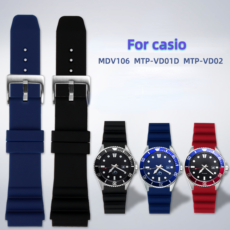 Bracelet en silicone 22mm pour CASIO poisson sans-abri 3/4 montre MDV-106 MDV-107 MTP-VD01D efr-303l bracelet de montre Orange vert homme bracelet de poignet