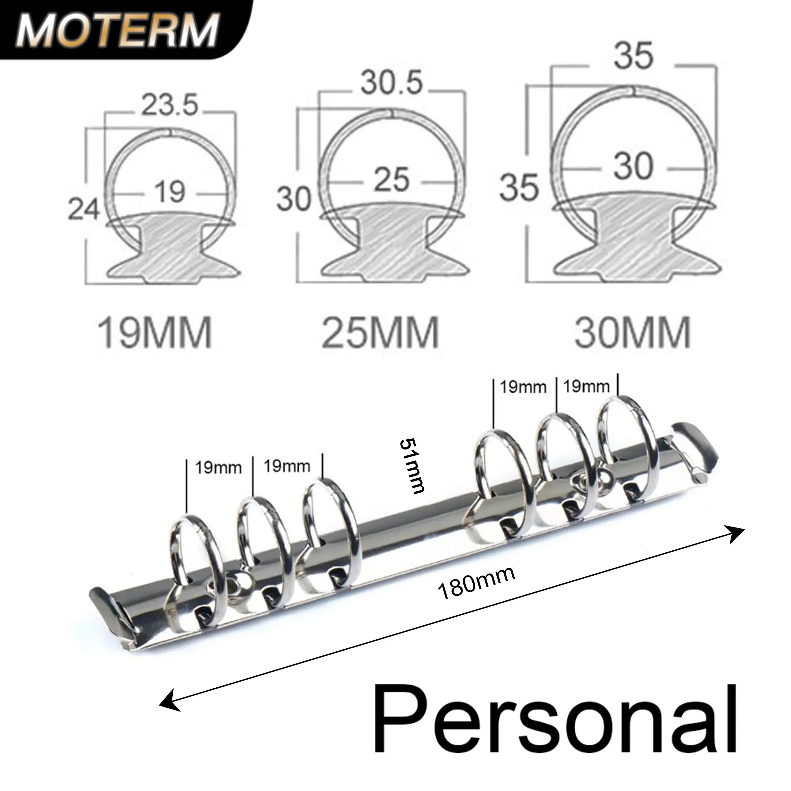 Moterm-carpeta de anillas en espiral de Metal, tamaño Personal/PW, Clip con 2 pares de tornillos para diario, cuaderno, carpeta planificadora, carpeta de archivos con Clip