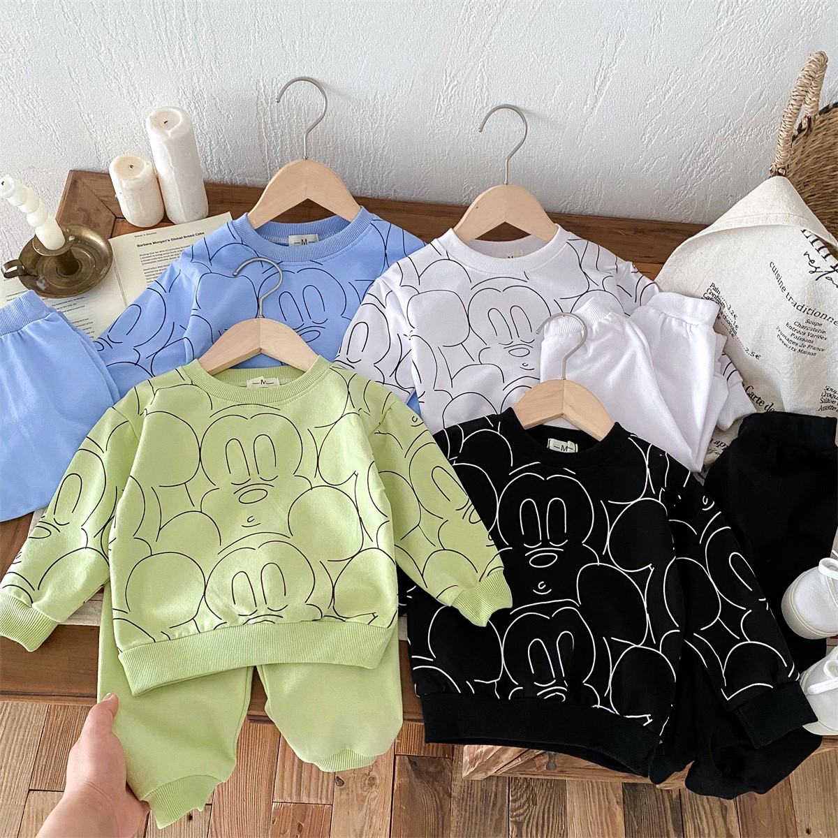 Disney 2024 mickey mouse impressão solta crianças moletom outono/inverno dos desenhos animados pulôver moda infantil topo