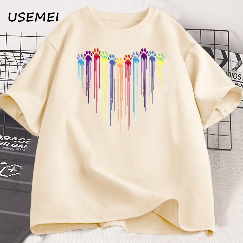 Hund Pfote Herz T Shirt Lustige Grafik T Shirts Hund Liebhaber T-Shirt Lose Beiläufige Kurzarm Männliche Kleidung Streetwear Baumwolle Tees
