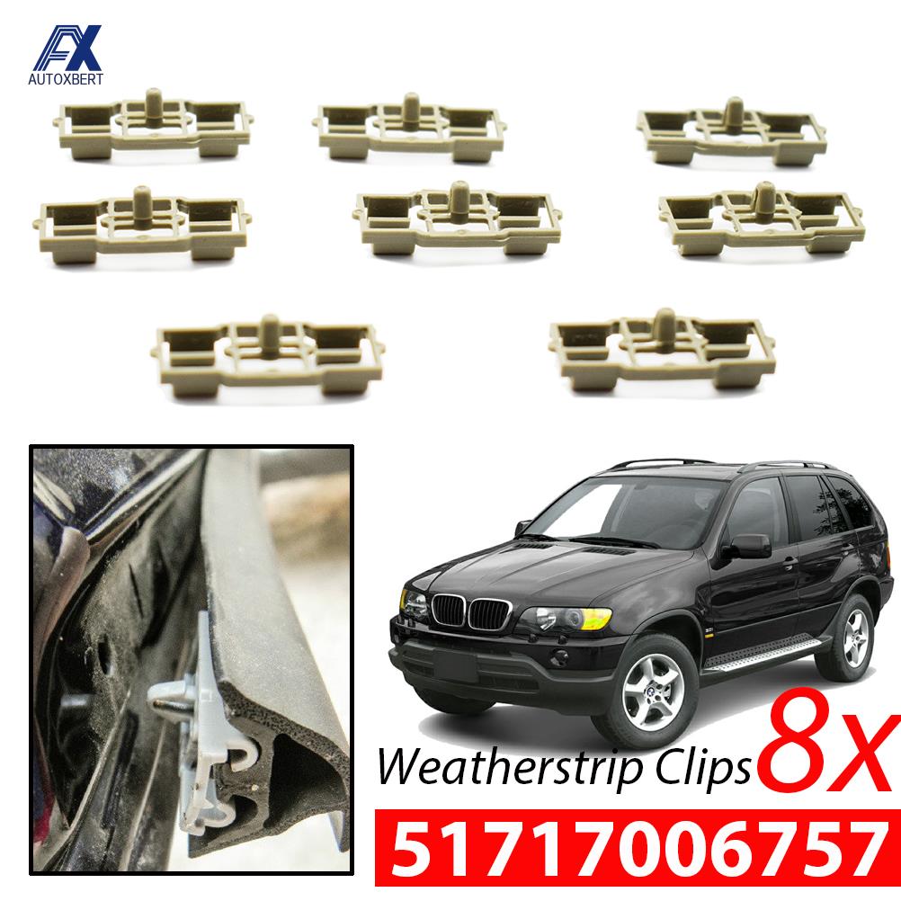 Clips d'étanchéité gris pour BMW X5 E53, 8 pièces, Clip d'étanchéité de porte avant et arrière 51717006757 Joint de fixation en plastique pour montage sur capot moteur