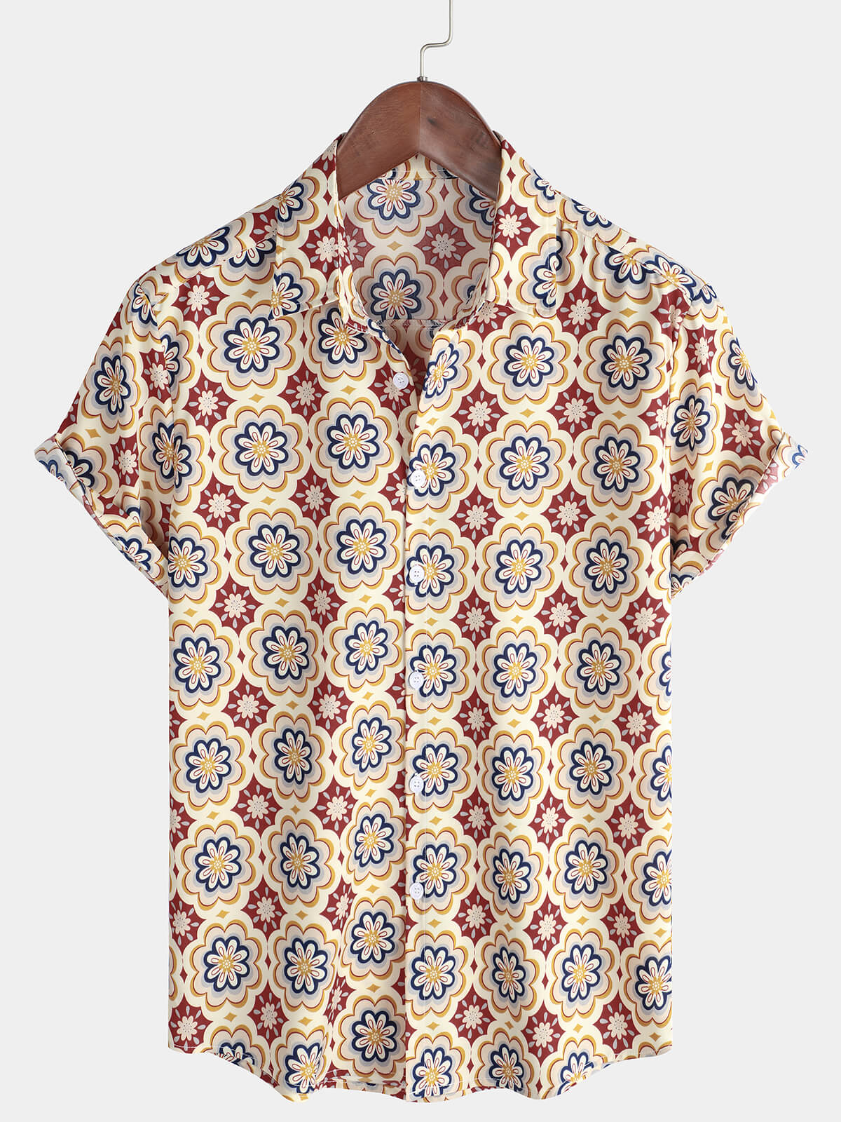 Heren gestreept casual vakantie korte mouw oranje zomer button-down shirt Hawaiiaans shirt zomer lente revers button-down