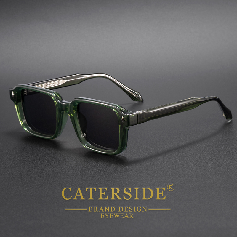 CATERSIDE Vintage Men's Square Sunglasses Brand Design Temple Tips Sun Glasses Women's Outdoor Travel Party Eyeglass UV400