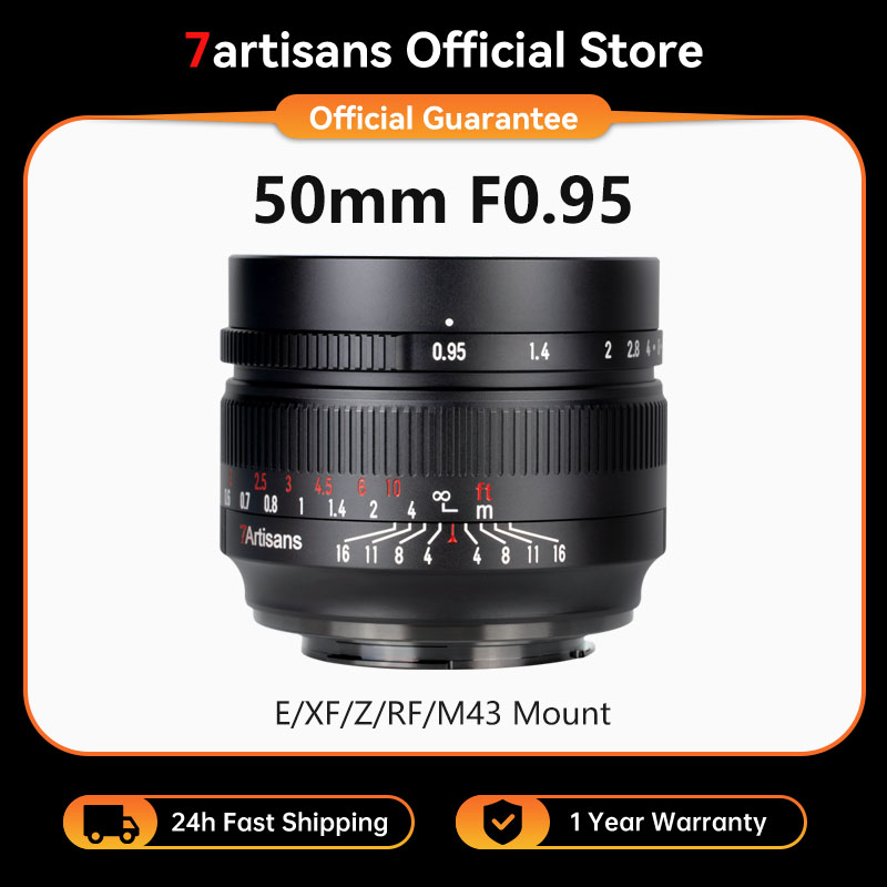 7artisans Objectif principal à grande ouverture MF 50 mm F0.95 APS-C pour Sony E A6400 A5000 A6300 Canon EOS-M M3 M5 M50 Canon RF R3 R5 Fuji FX X-A1 X-S10/X-S20 Nikon Z Z50 Z6II Z7 ZFC Micro 4/ 3 E-PL1/E-PL2 E-M10
