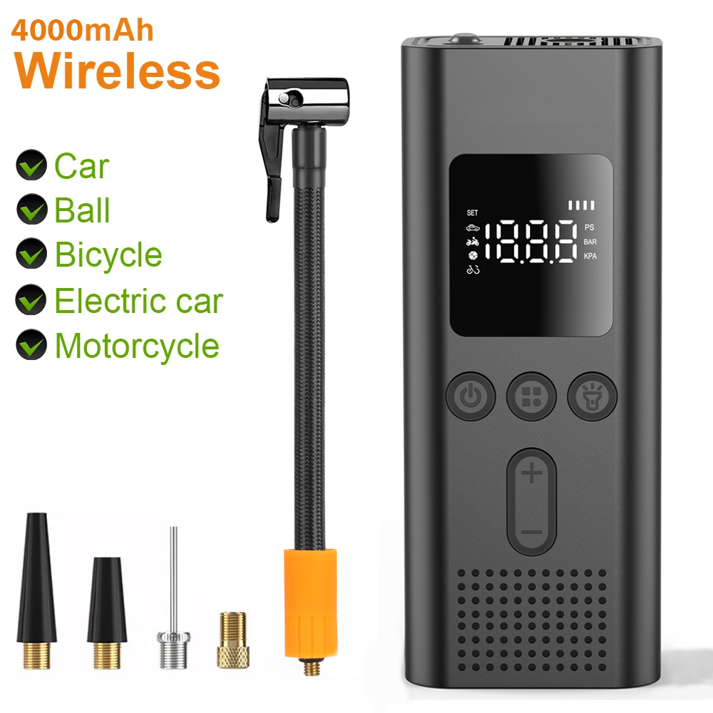 Pompa udara 150PSI portabel, pemompa ban listrik untuk mobil, sepeda, motor, aksesori sepeda injektor