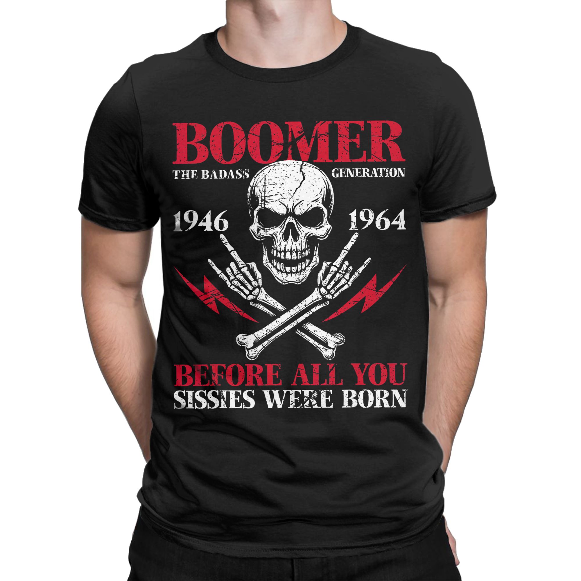 T-shirt Boomer Generation Badass Before All You Sissies 1946-1964, T-shirt estiva Harajuku da uomo in cotone con scollo a O, taglie oversize
