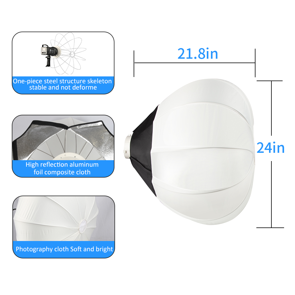 Lanterna globo de 65cm, softbox, bowens elinchrom, montagem rápida, anel difusor de bola, modificador de luz suave para gravação de filme, flash de gravação de vídeo