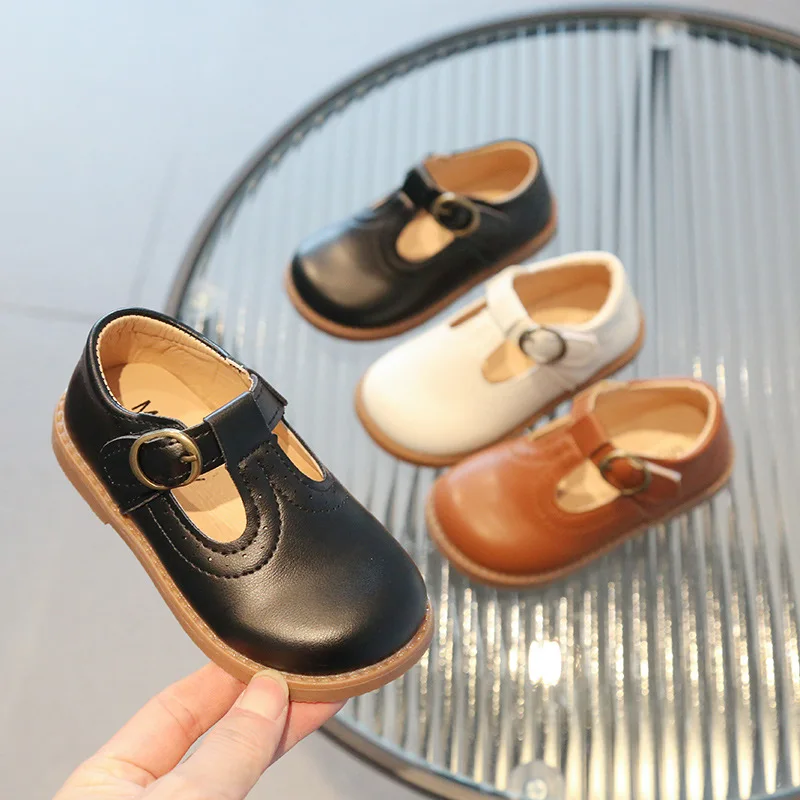 Primavera autunno ragazzo scarpa in pelle moda Vintage scarpe basse per ragazze T-strap bambini scuola Mary Janes scarpe singole per bambini con suola morbida