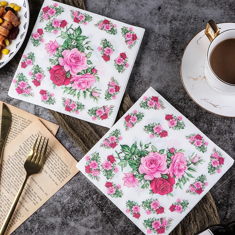 Guardanapos de papel coloridos de qualidade alimentar, decoração de festa de casamento, papel impresso, jogos americanos, vidro de vinho, papel dobrável, 20 peças/pac, 2 camadas