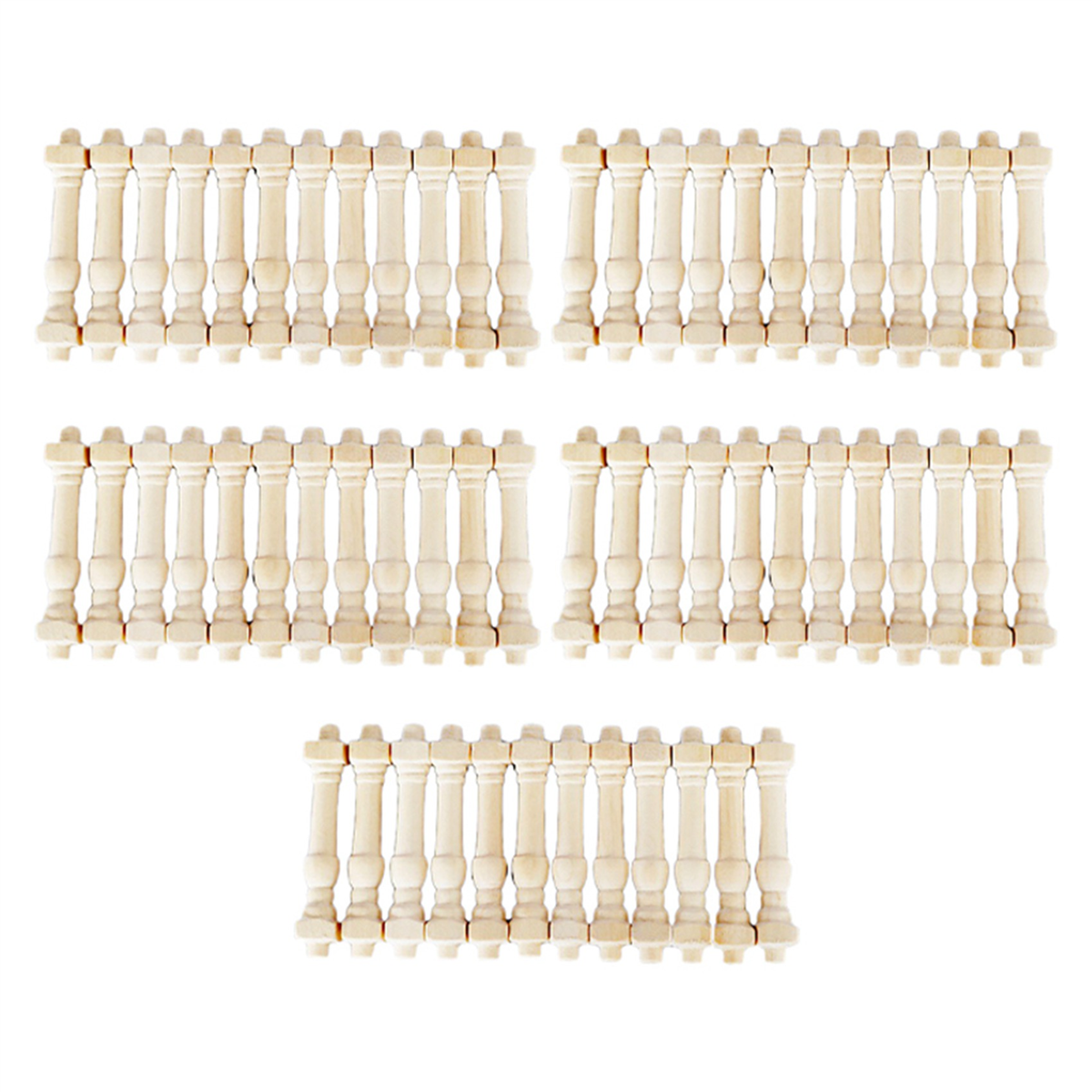 BAAU 60 個 DIY スピンドル手すり子木製ミニチュア 1/12 スケール階段手すり装飾おもちゃ