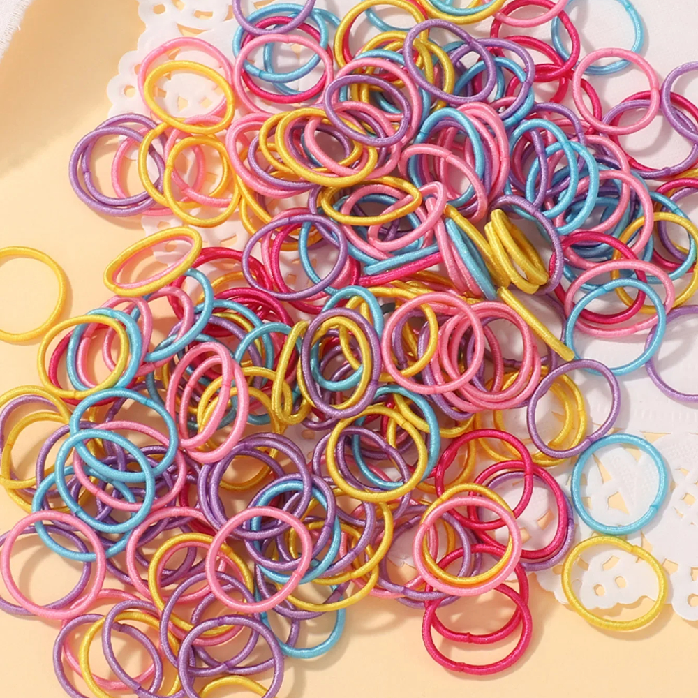 100 unids/lote 2cm lazos para el cabello goma colorida banda de goma de nailon cuerda accesorios para el cabello de muñecas para niñas bandas elásticas para el cabello negras regalo