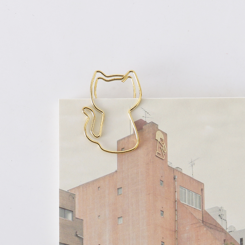 10 pièces créatif or papier Clips chat Note forme métal trombone sur livre papier étudiants papeterie bureau école reliure fournitures