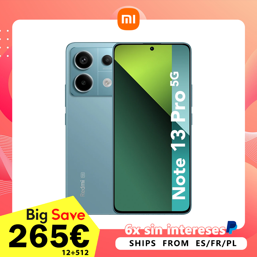 Xiaomi Redmi Note 13 Pro 5G 8GB/256GB 12GB/512 NFC EU Charger Global Version Teléfono móvil