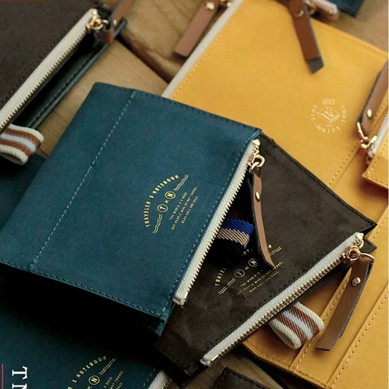 Fromthenon, bolsa de almacenamiento para cuaderno de viaje, cuaderno de hojas sueltas, bolsa para bolígrafos con cremallera lavable, pegatinas de papelería, suministros de almacenamiento