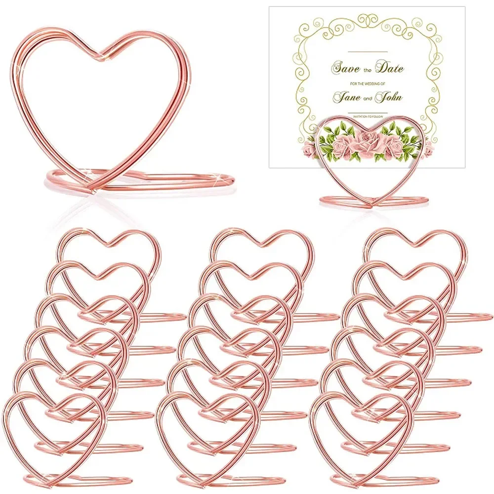 50/30pcs Metal Memo Holders Heart Triangle Table Place Card Holder Photo Clip Card Stand Wedding Party Banquet Message Holder